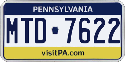 PA license plate MTD7622