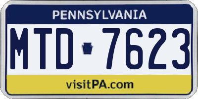 PA license plate MTD7623