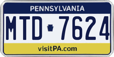 PA license plate MTD7624