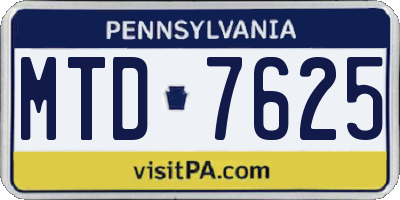 PA license plate MTD7625