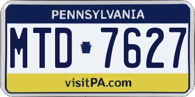 PA license plate MTD7627