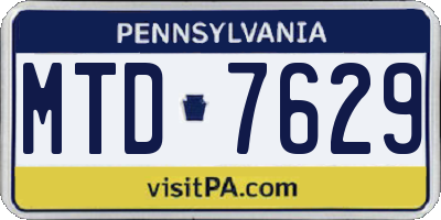 PA license plate MTD7629