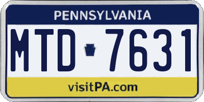 PA license plate MTD7631