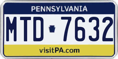 PA license plate MTD7632