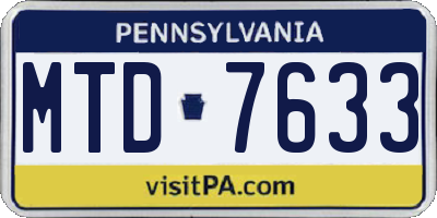 PA license plate MTD7633