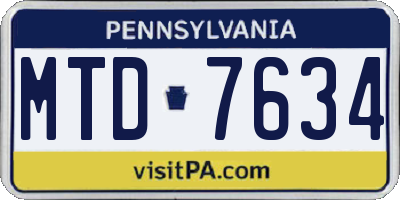 PA license plate MTD7634