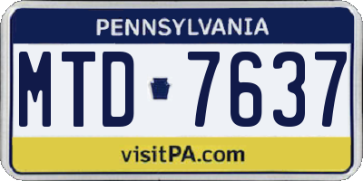 PA license plate MTD7637
