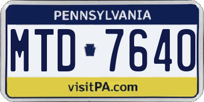 PA license plate MTD7640