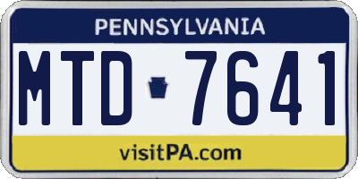 PA license plate MTD7641