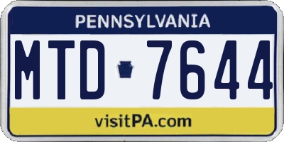 PA license plate MTD7644