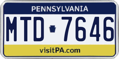 PA license plate MTD7646