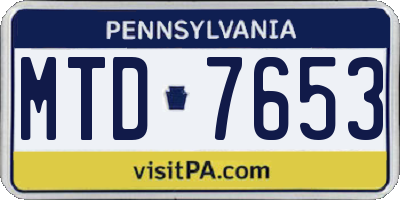 PA license plate MTD7653