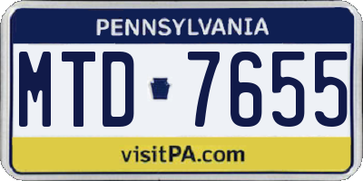 PA license plate MTD7655