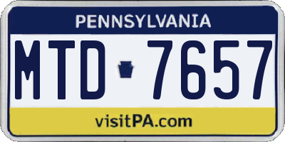 PA license plate MTD7657