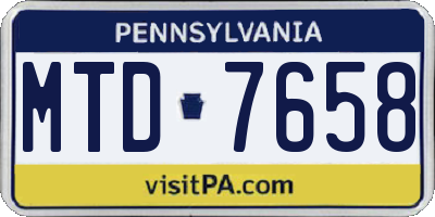 PA license plate MTD7658