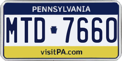 PA license plate MTD7660