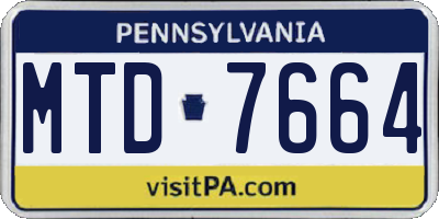 PA license plate MTD7664