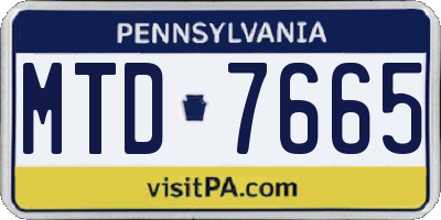 PA license plate MTD7665