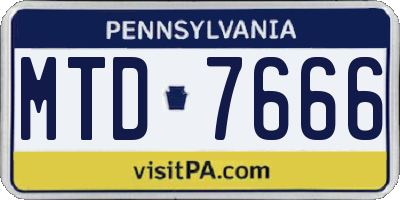PA license plate MTD7666