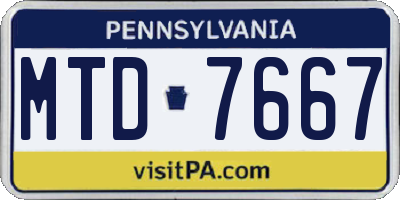 PA license plate MTD7667