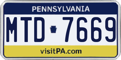 PA license plate MTD7669