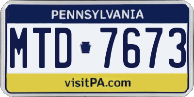 PA license plate MTD7673