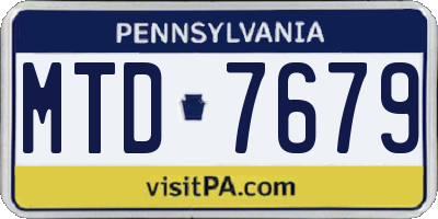 PA license plate MTD7679