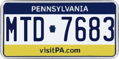 PA license plate MTD7683