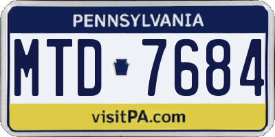PA license plate MTD7684
