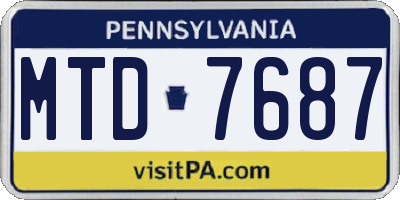 PA license plate MTD7687