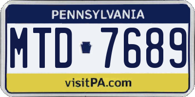 PA license plate MTD7689