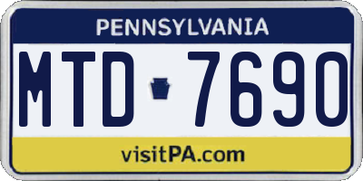 PA license plate MTD7690