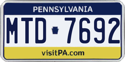 PA license plate MTD7692