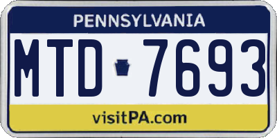 PA license plate MTD7693