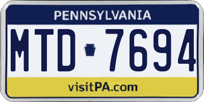 PA license plate MTD7694