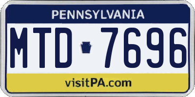 PA license plate MTD7696