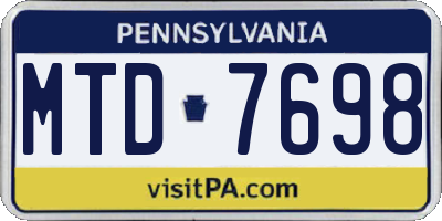 PA license plate MTD7698