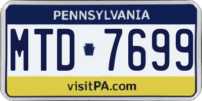 PA license plate MTD7699