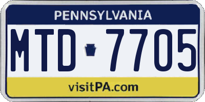 PA license plate MTD7705