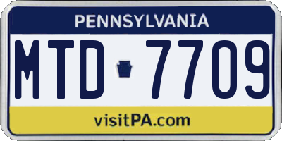 PA license plate MTD7709