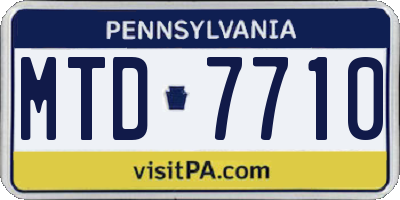 PA license plate MTD7710