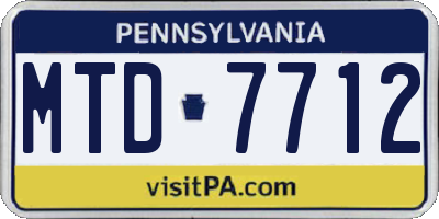 PA license plate MTD7712
