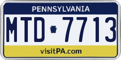 PA license plate MTD7713
