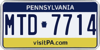 PA license plate MTD7714
