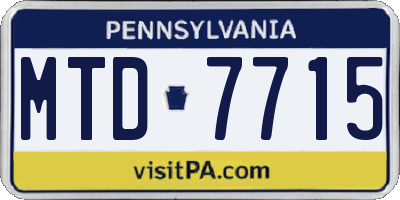 PA license plate MTD7715