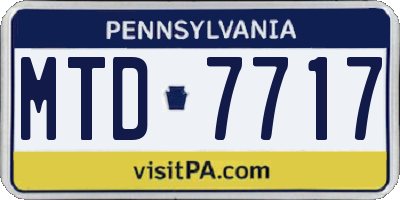 PA license plate MTD7717