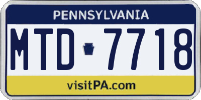 PA license plate MTD7718