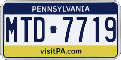 PA license plate MTD7719