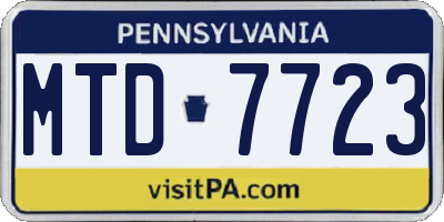 PA license plate MTD7723