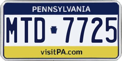 PA license plate MTD7725